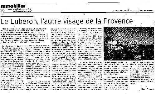 Le Luberon, l'autre visage de la Provence (extrait Le Figaro, Avril 2008)